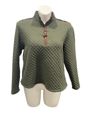 Legendary Whitetails Quilted Fleece 1/4 Snap Pullover Womens XXL Green Cozy